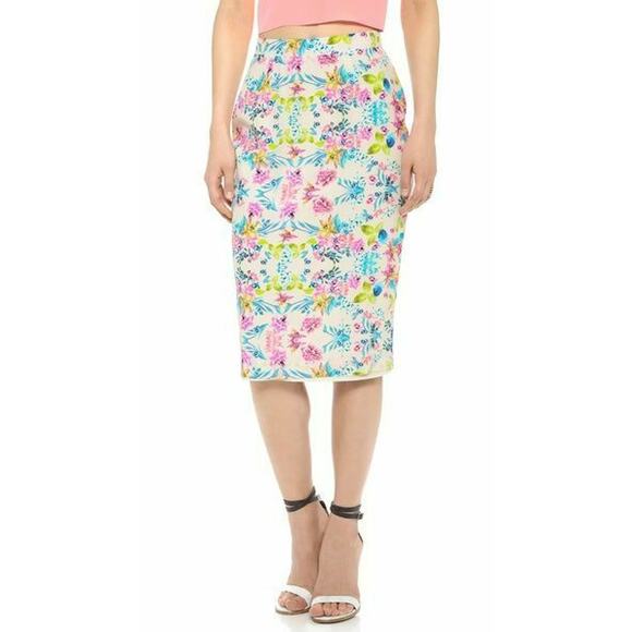 AMANDA UPRICHARD for REVOLVE | sz M Women's White Multi Floral Silk Pencil Skirt - Picture 1 of 6